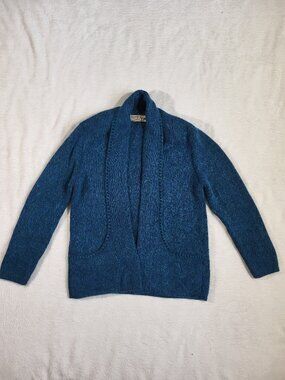 Peruvian Link 100% Alpaca Sweater Cardigan in Blue/Green with pockets NWOT